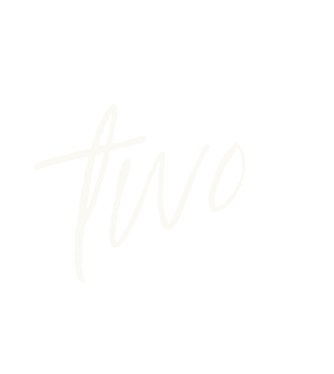 The word 'two' written in white cursive font on a black background.