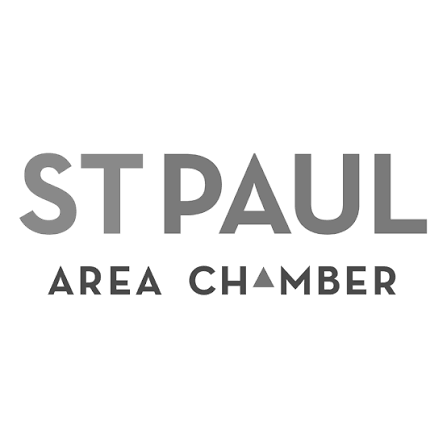 Logo for St. Paul Area Chamber featuring a castle turret and the text 'St. Paul Area Chamber'.
