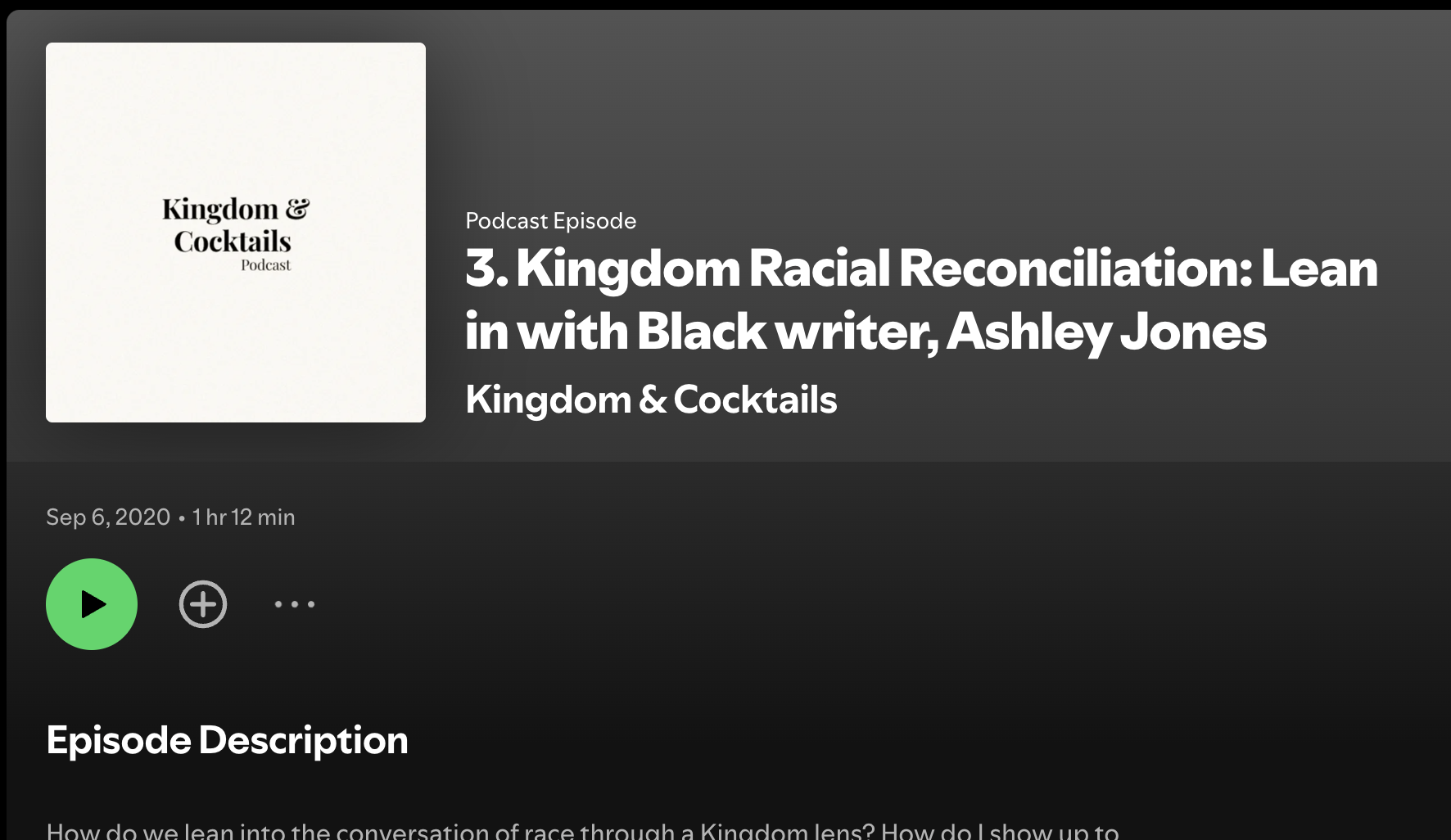 Podcast episode cover art titled 'Kingdom & Cocktails' with a white background and black text.