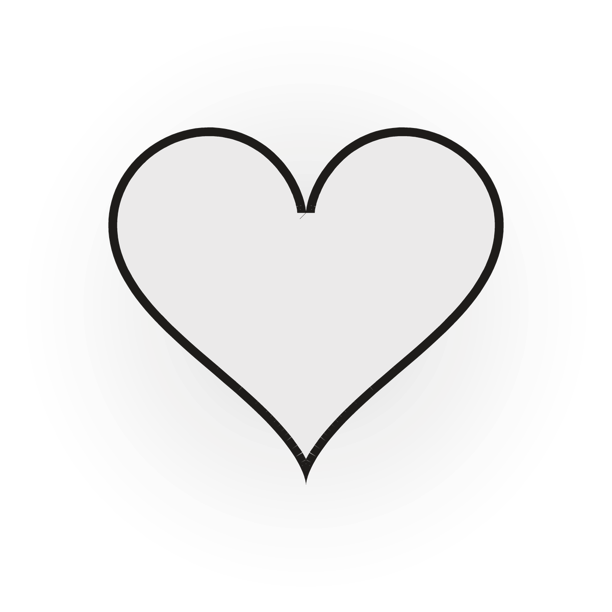 Grafik eines schwarzen Herzes in einem schwarzen Kreis auf weissem Hintergrund.