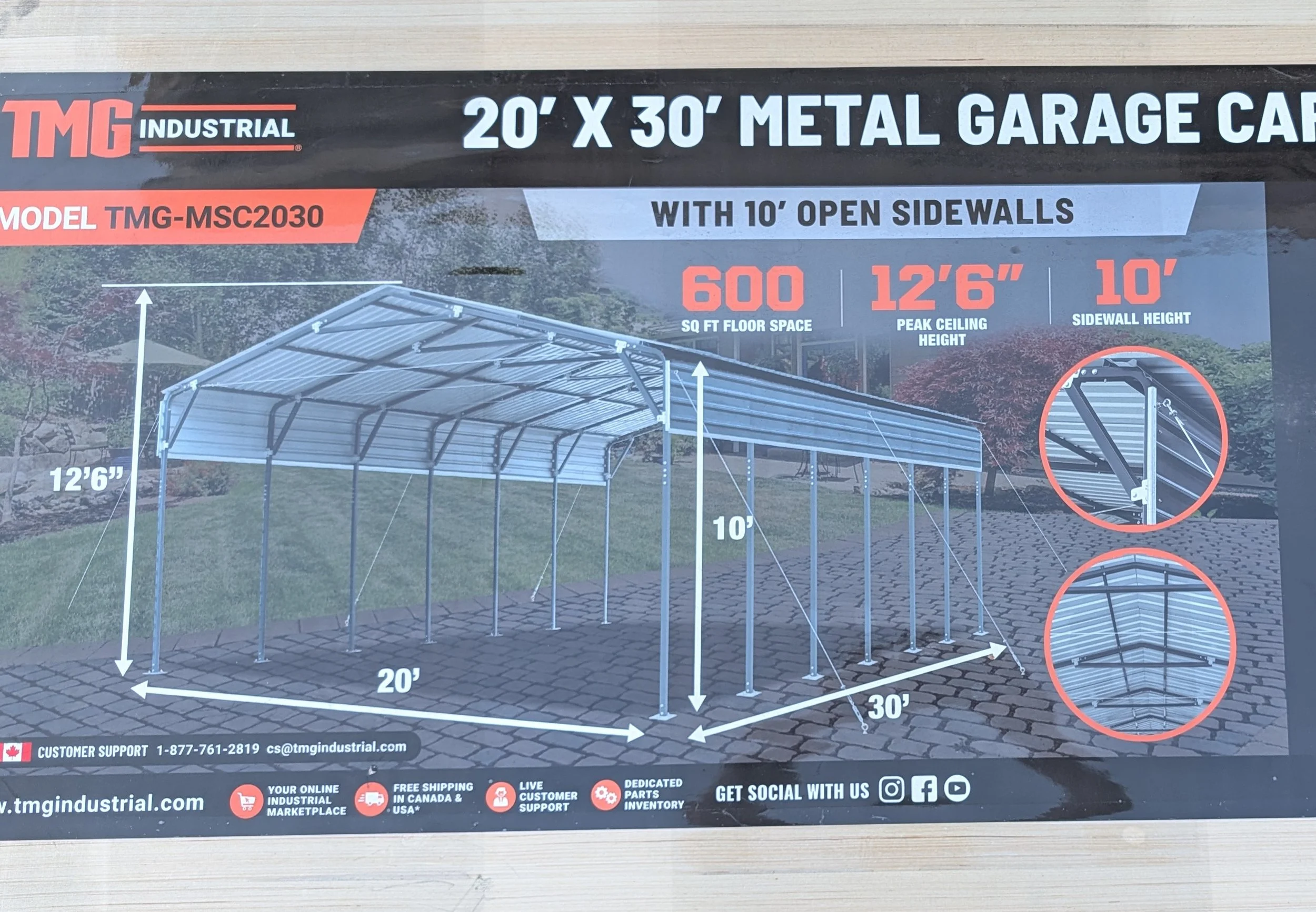 20' x 30' Metal Carport 10' Open Sides