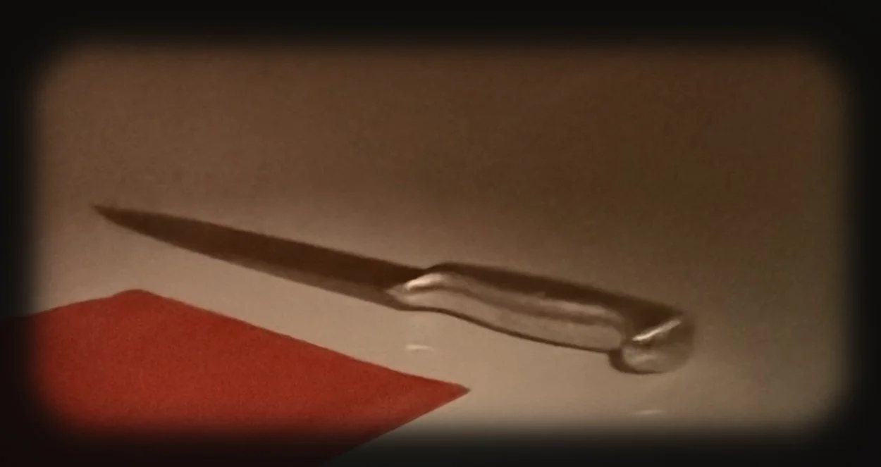 Close-up of a sewing needle and red fabric.