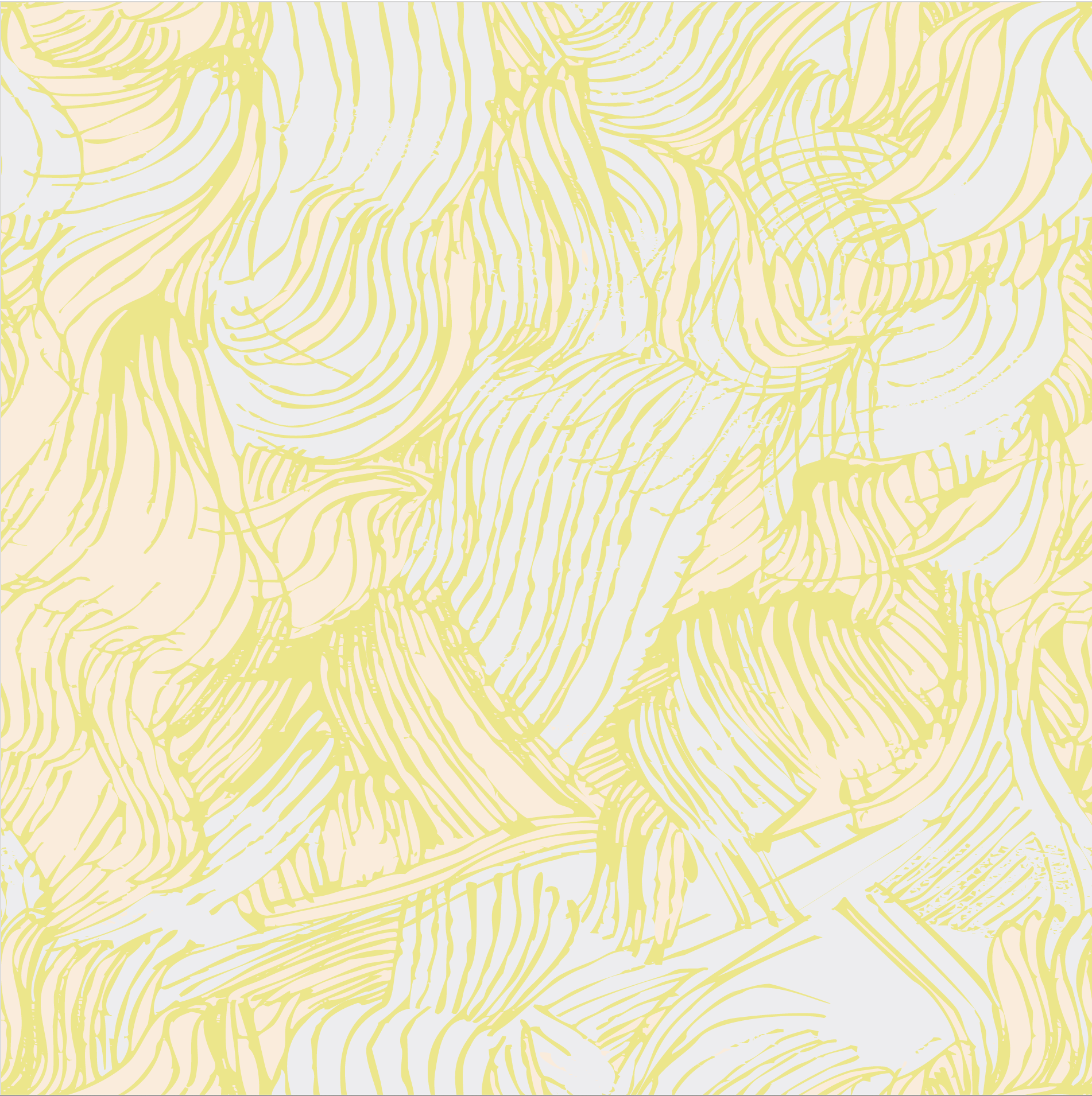 Close-up of a pattern with organic, curving lines in light yellow against a pale background.