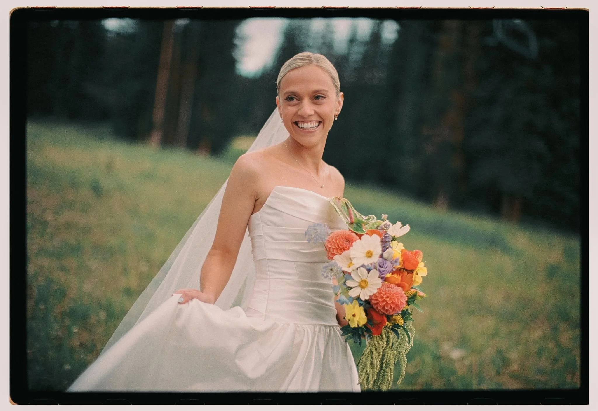 A bridal portrait on film in Colorado.