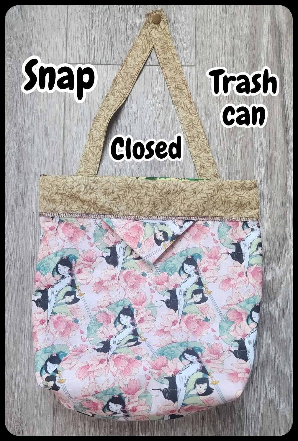 Snap‑Closed Hanging Car Trash Bag | Warrior Princess, Floral