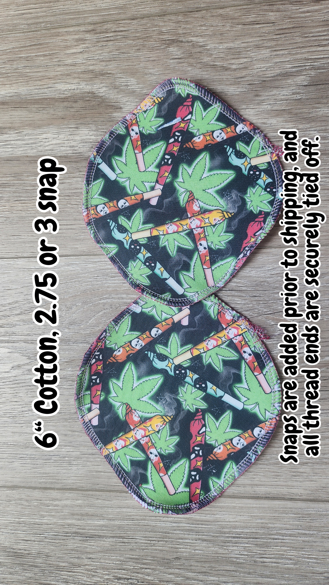 6 Inch Reusable Daily Panty Liners | Cotton, 2.75" or 3" Snap
