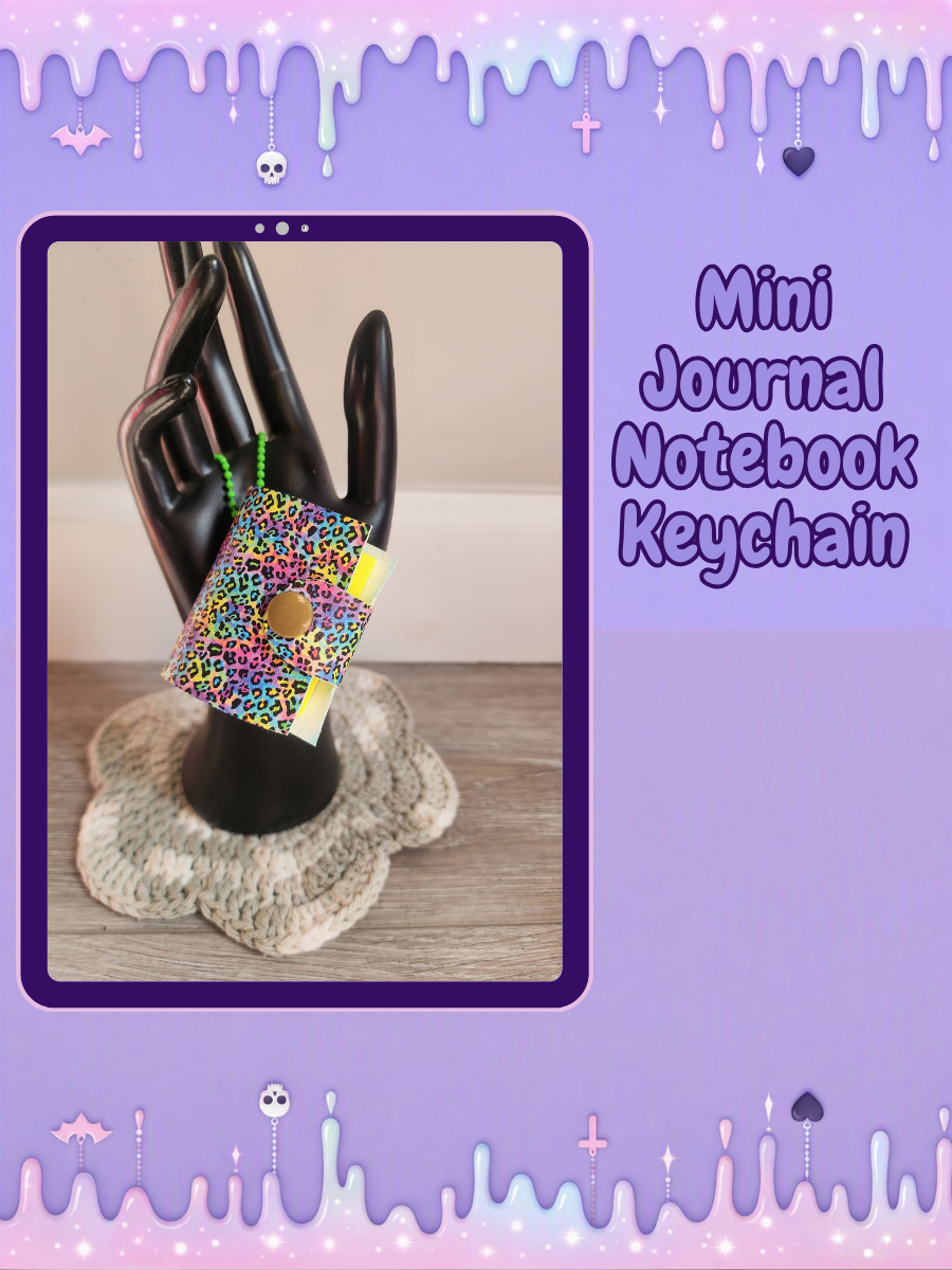 Refillable Mini Journal Keychain - Rainbow Cheetah