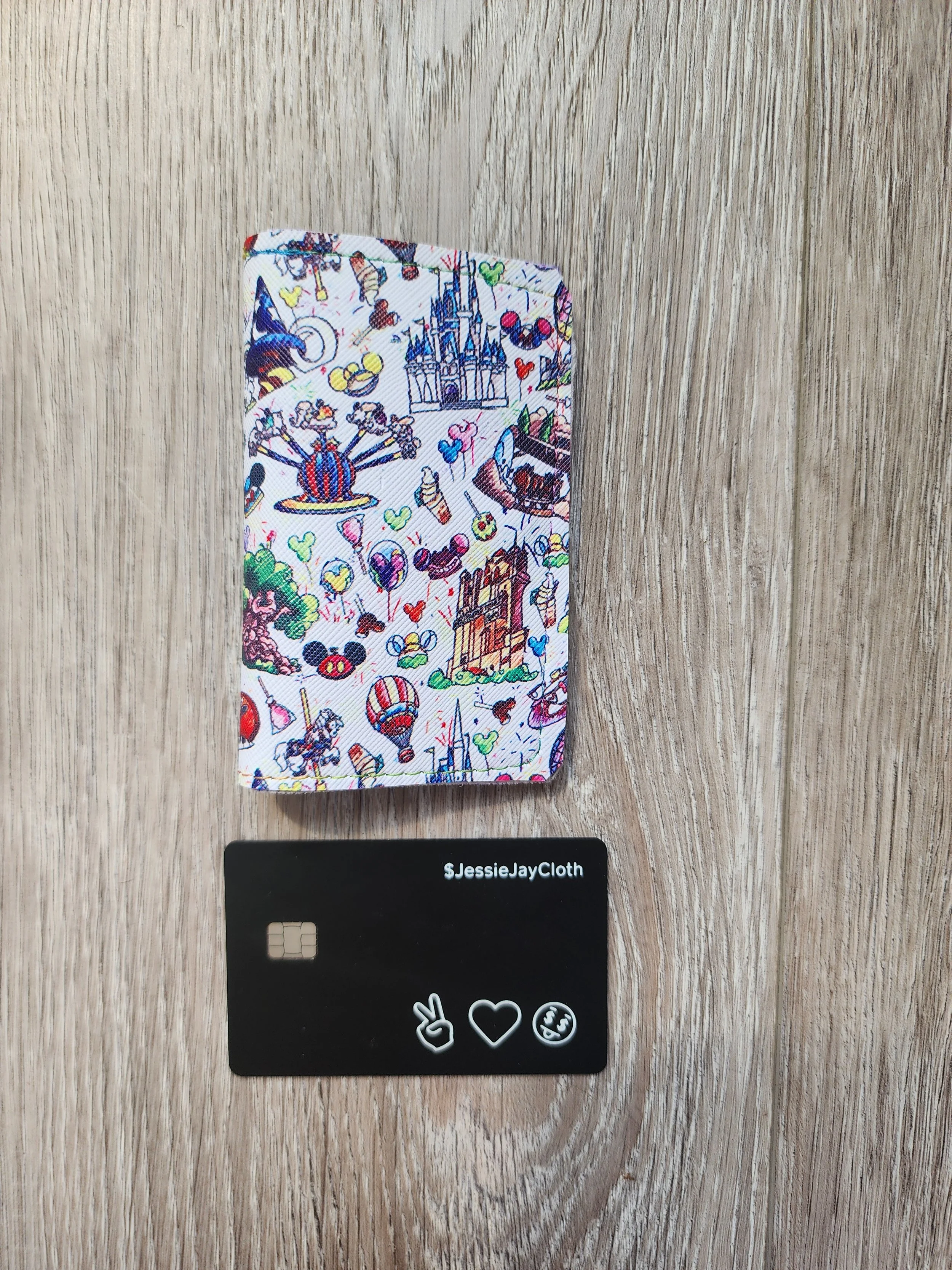 Minimalist Card Wallet | Holds 16–18 Cards | Theme Park Watercolor