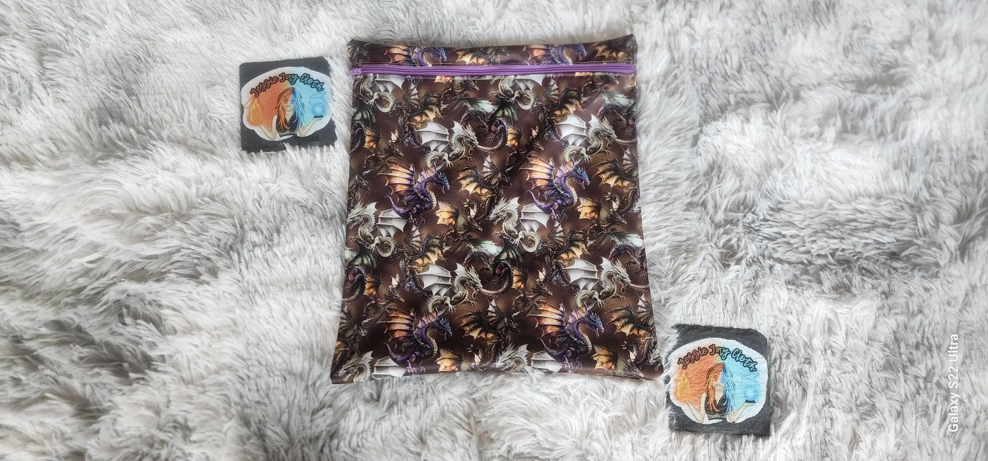 Large Zipper Closure Wet Bag | Realistic Dragons