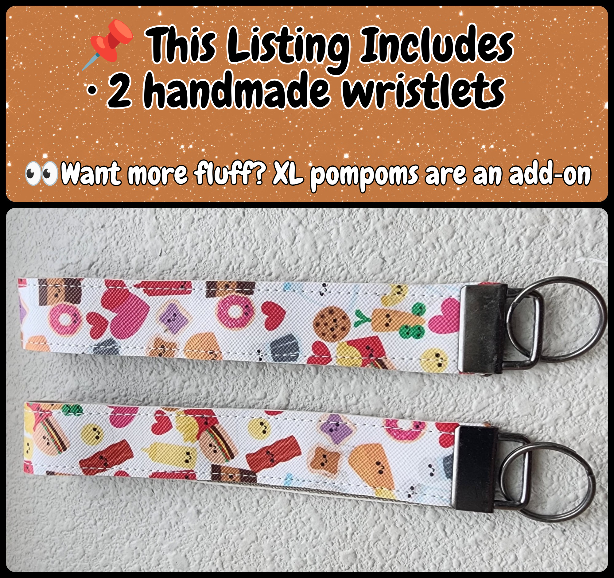 Set of 2 Faux Leather Wristlet Key Fobs | Kawaii Couple, Me and You