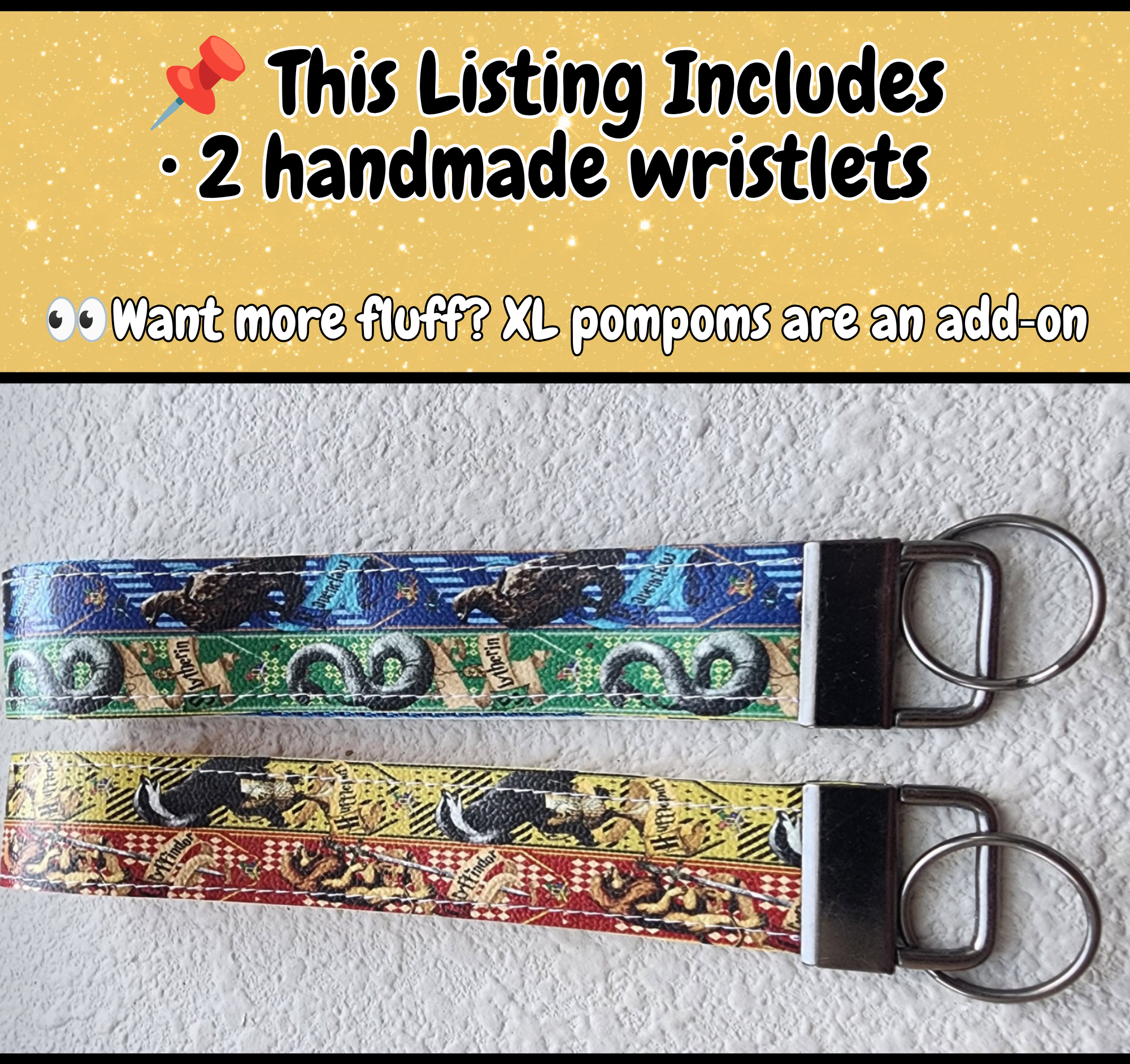 Set of 2 Faux Leather Wristlet Key Fobs | Wizard House Colors