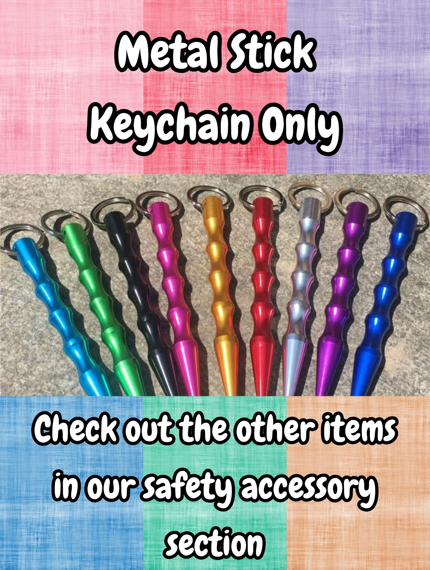 Personal Safety Accessory Keychain | Metal Stick Only