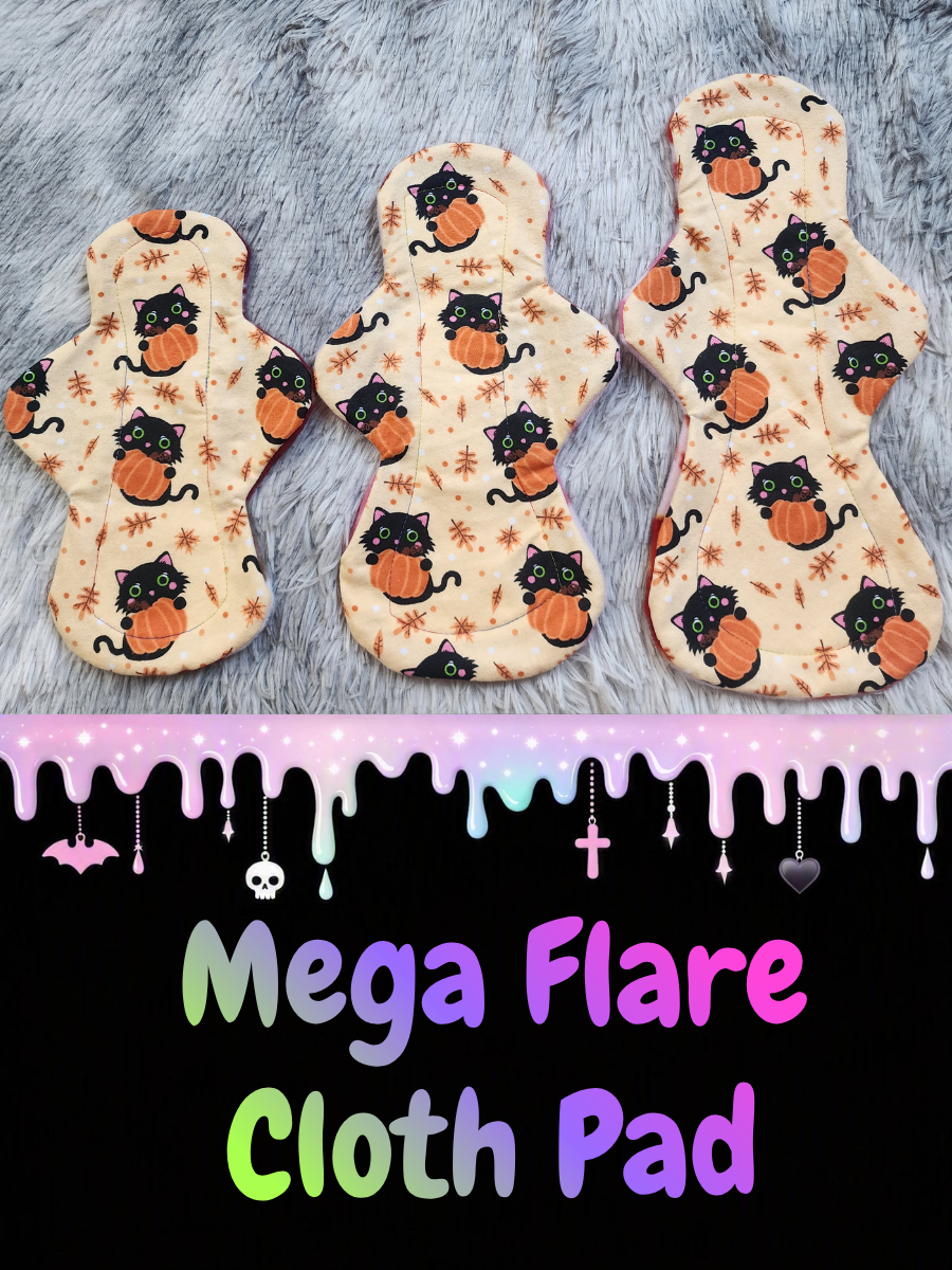 Mega Flare Cloth Pad - Pumpkin Kitty