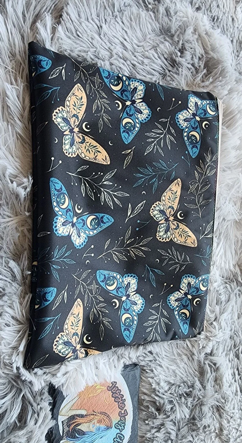 Small Zipper Closure Wet Bag | Orange Blue Moth