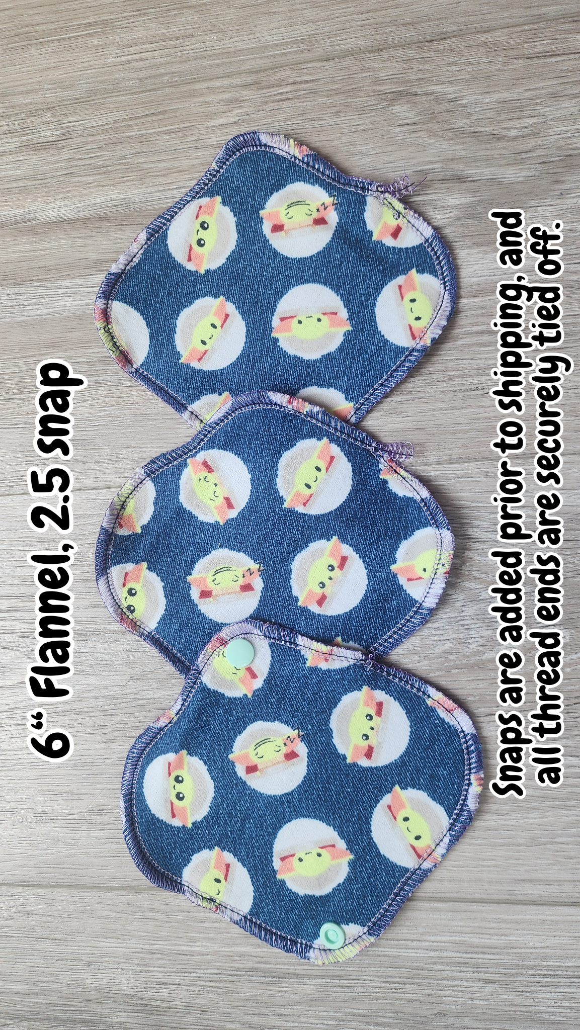 6 Inch Reusable Daily Panty Liners | Flannel, 2.5" Snap