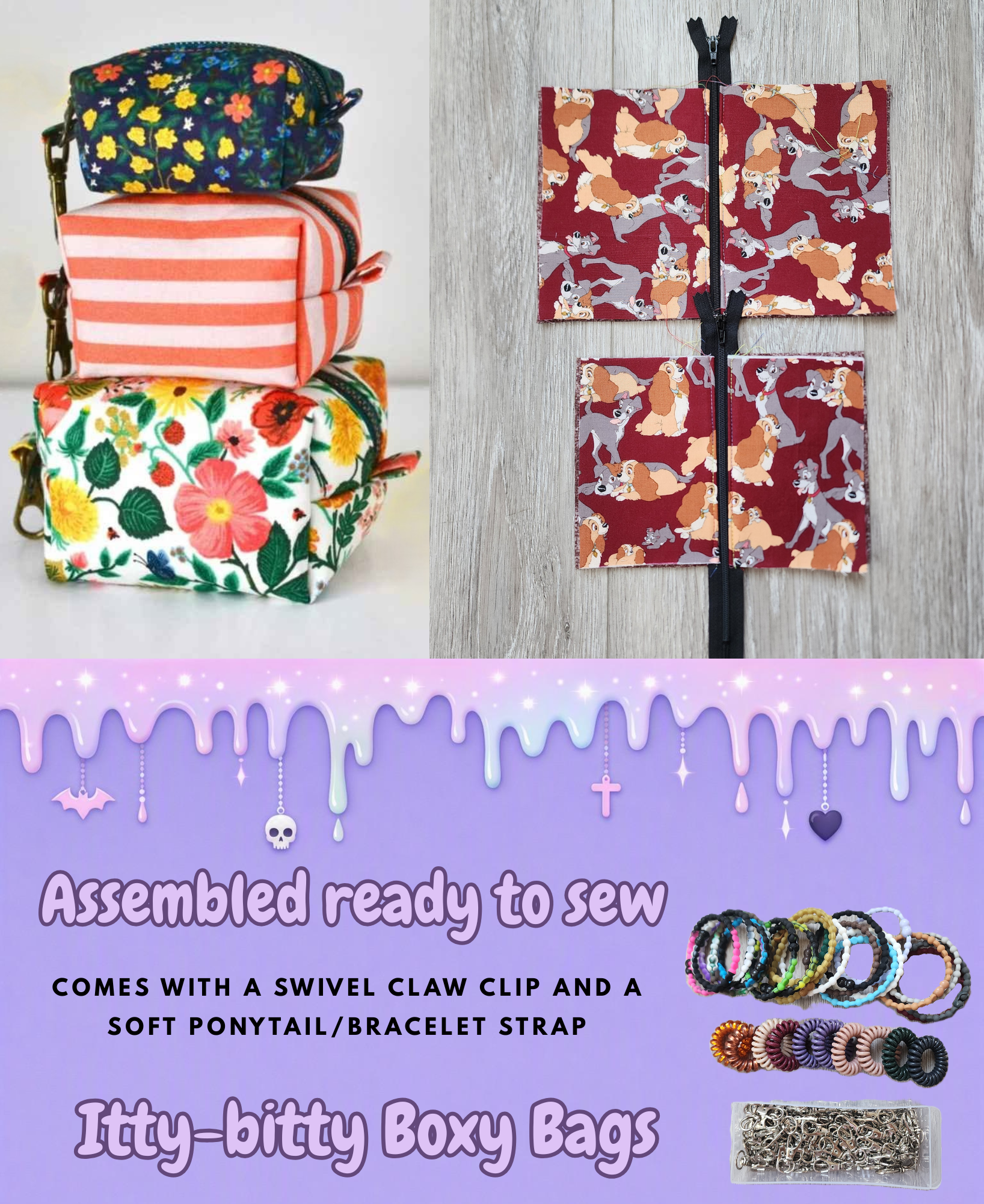 Itty-Bitty Boxy Bags | Wristlet + Keychain Combo