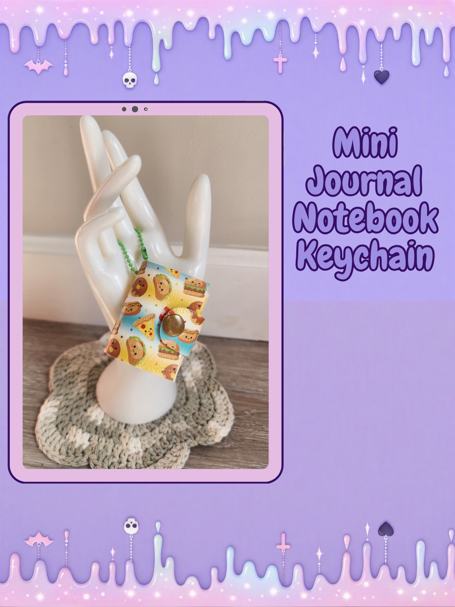 Refillable Mini Journal Keychain - Fast Food