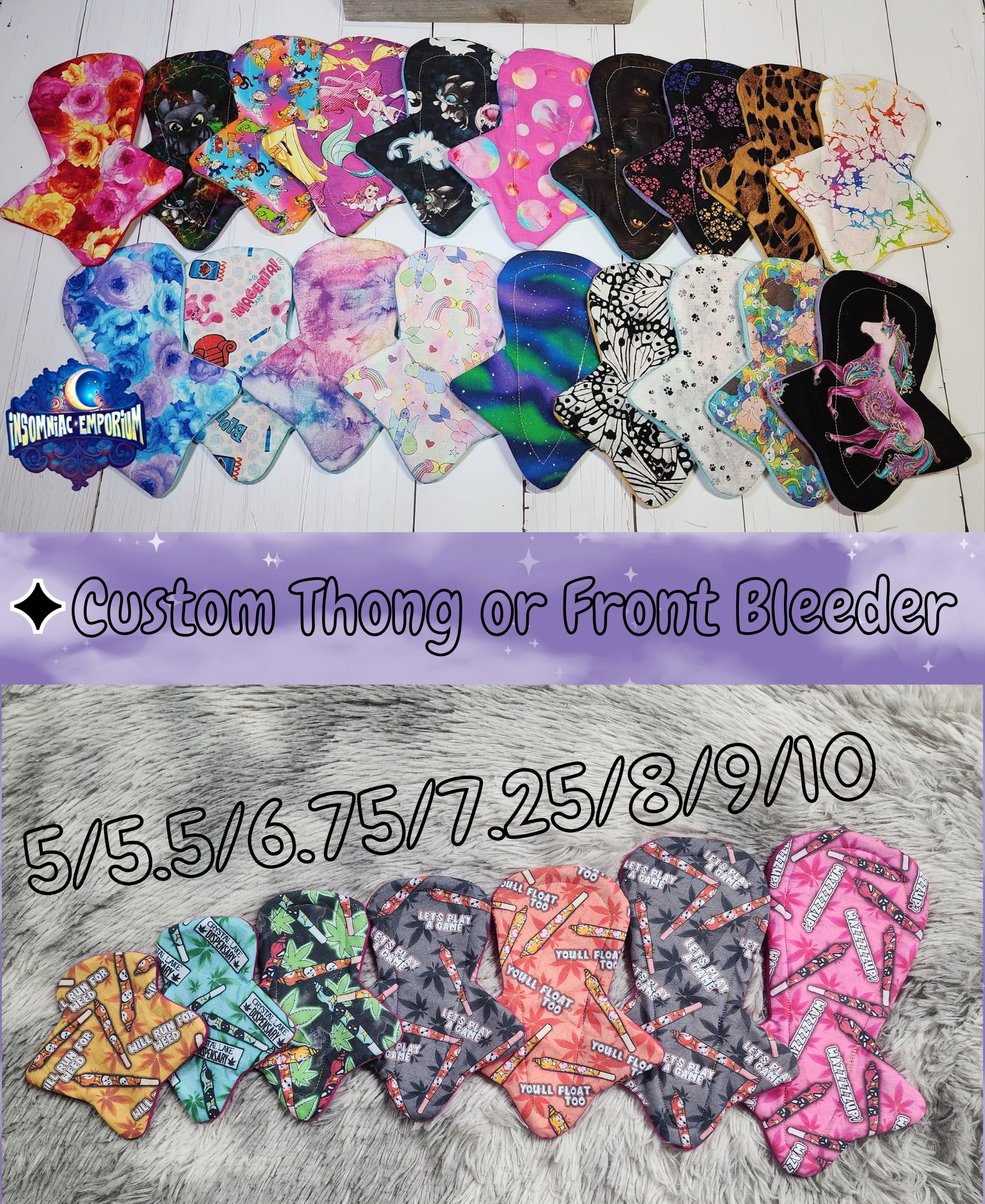 Custom Thong or Front Bleeder Cloth Pad