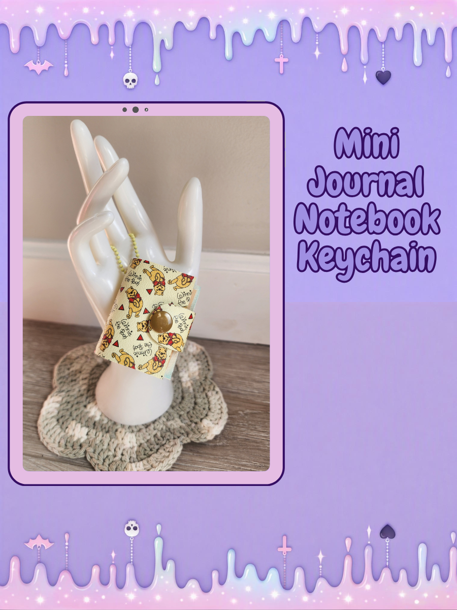 Refillable Mini Journal Keychain - Pooh Bear