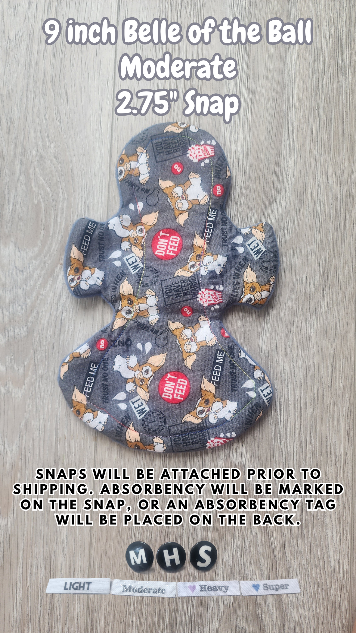 9-inch Moderate Belle of The Ball Cloth Pad | 2.75" Snapped Width