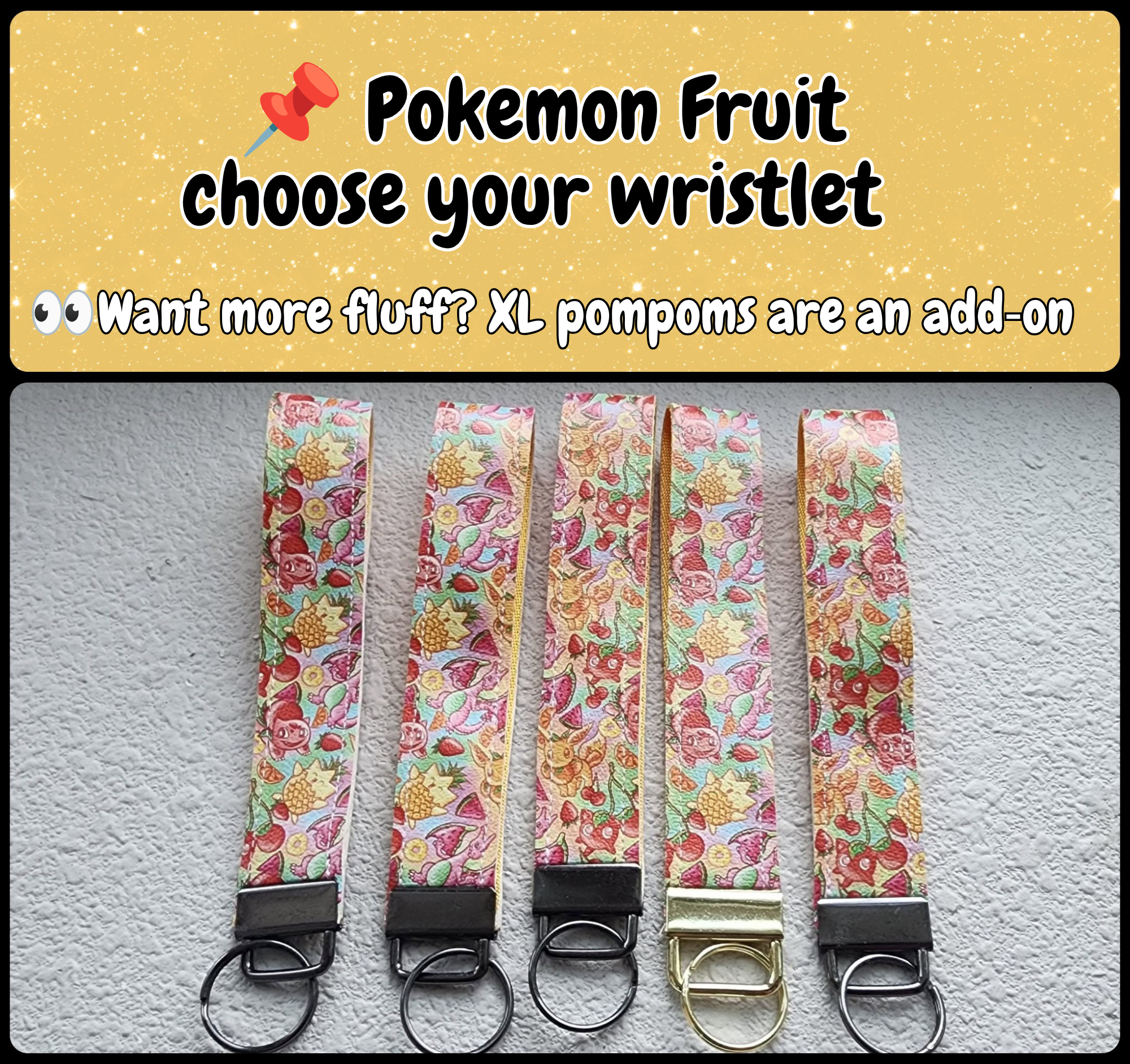 1" Wide Faux Leather Wristlet Key Fobs | Fruit Inspired Poke