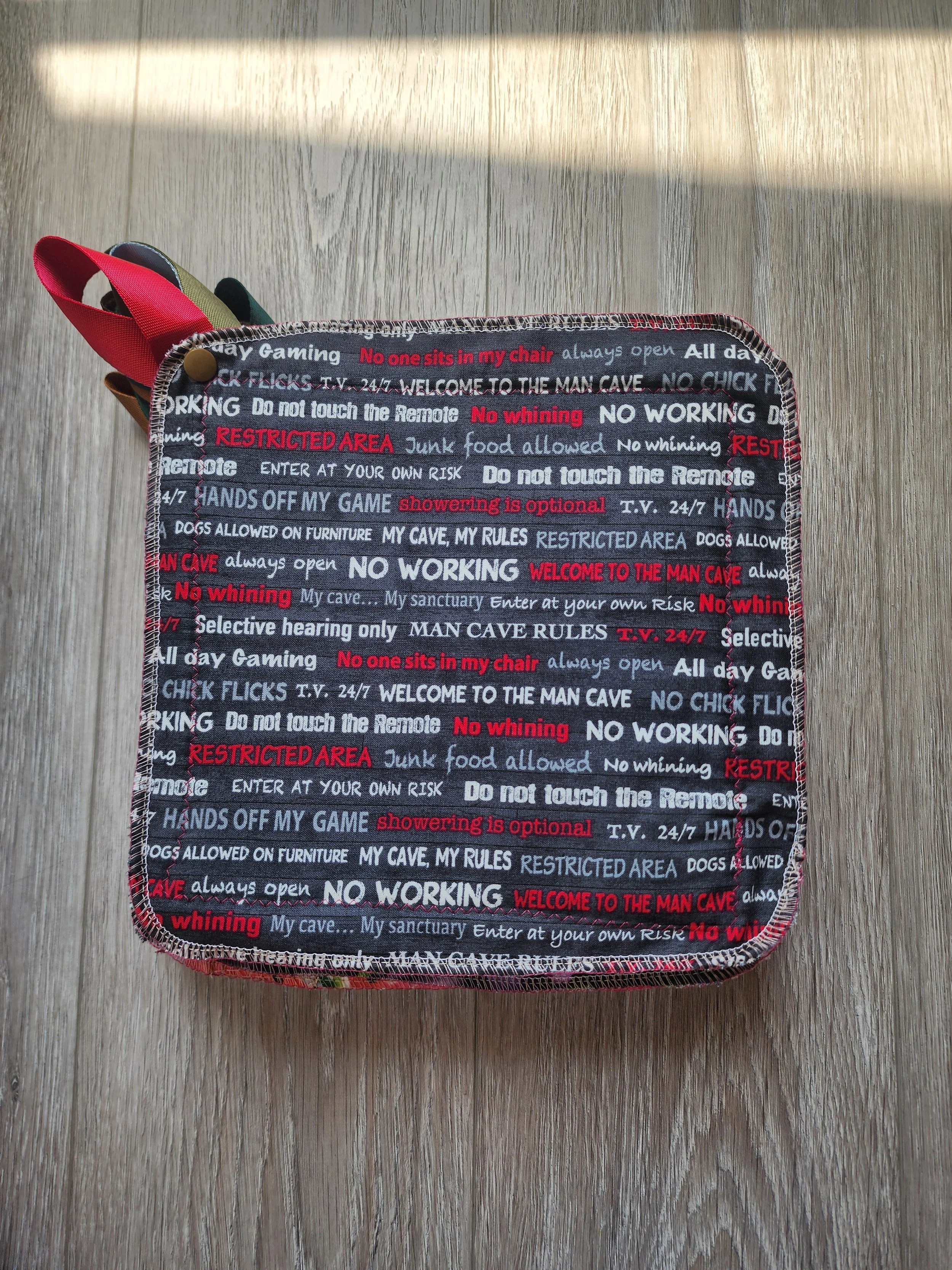 Heat‑Safe Potholder & Plate Cozy | Snap-On/Off Handle | Man Cave