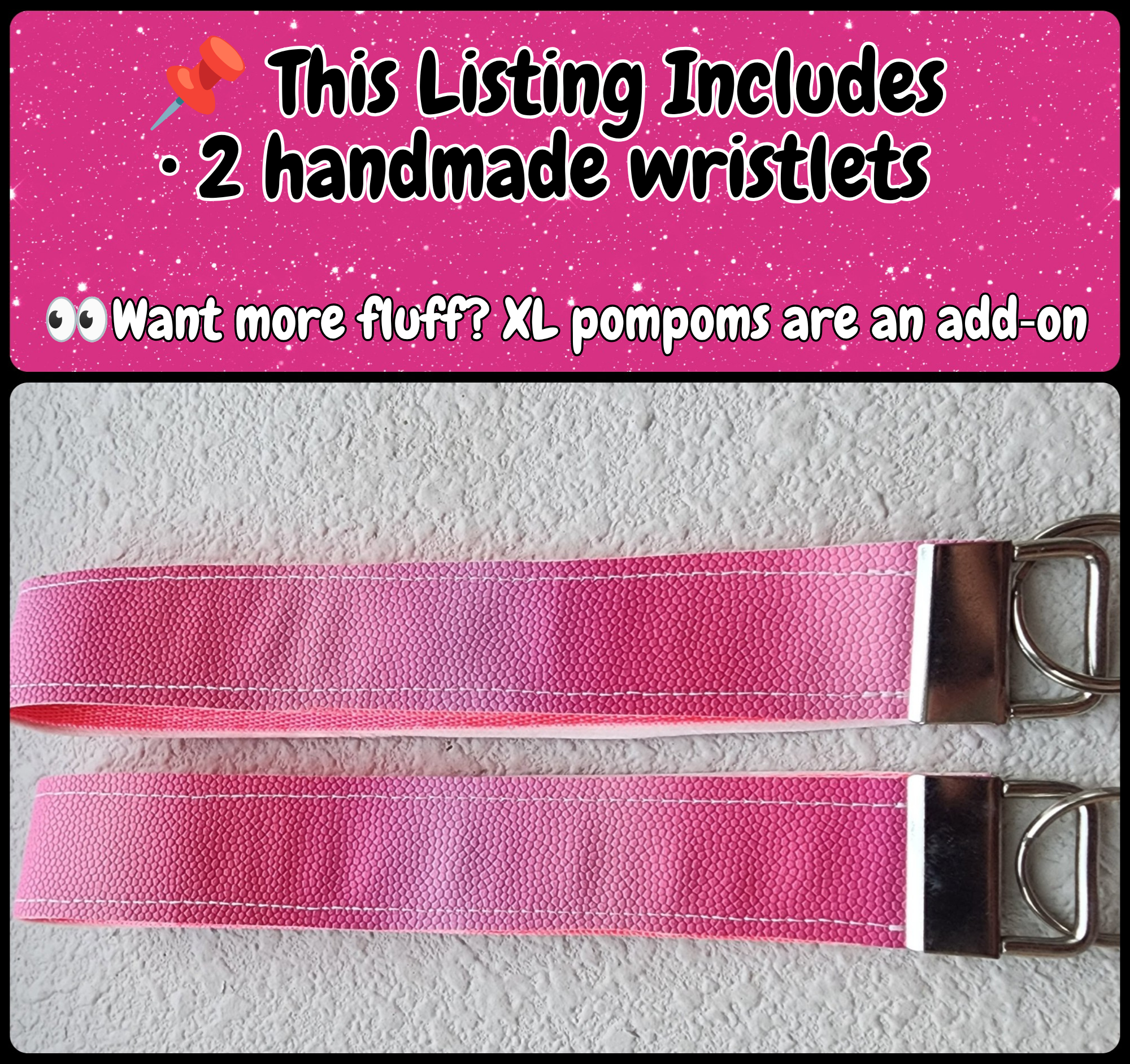 Set of 2 Faux Leather Wristlet Key Fobs | Pink Ombre
