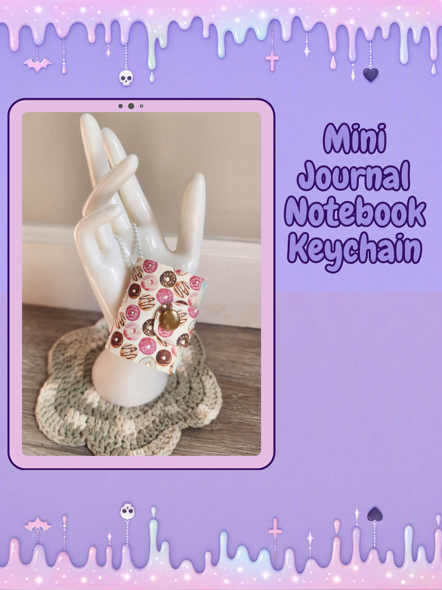 Refillable Mini Journal Keychain - Donuts