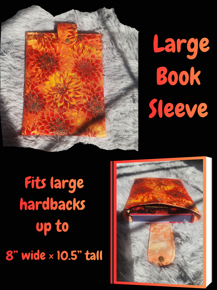 Large Book Sleeve - Golden Dahlia Blooms