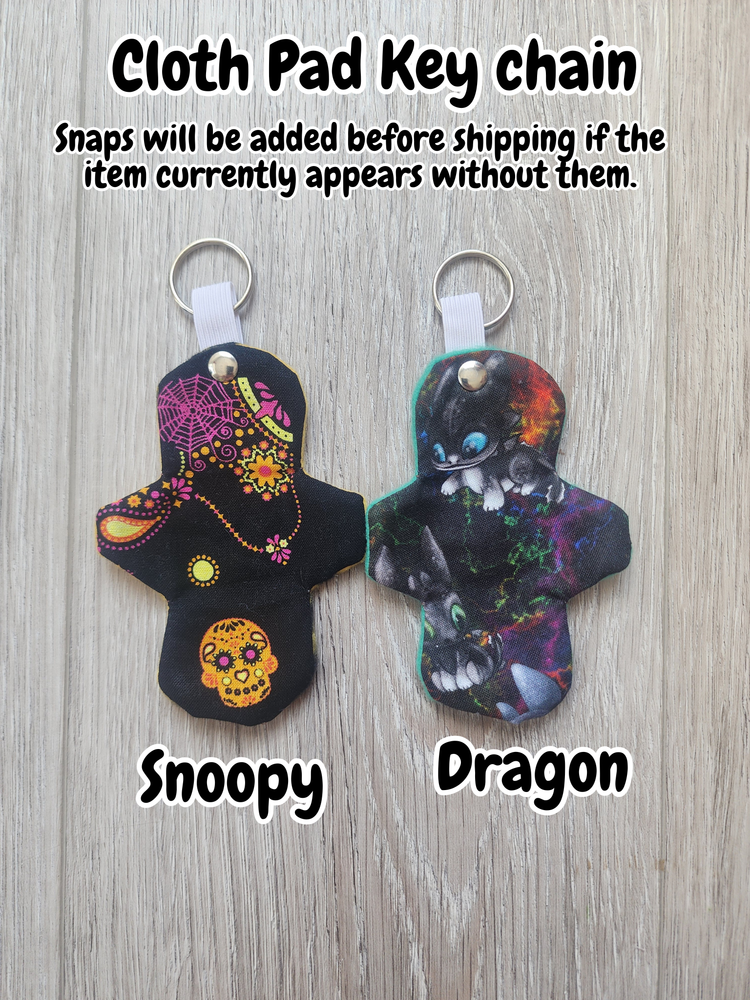 Cloth Pad Keychains | Dragon, Fall Skull