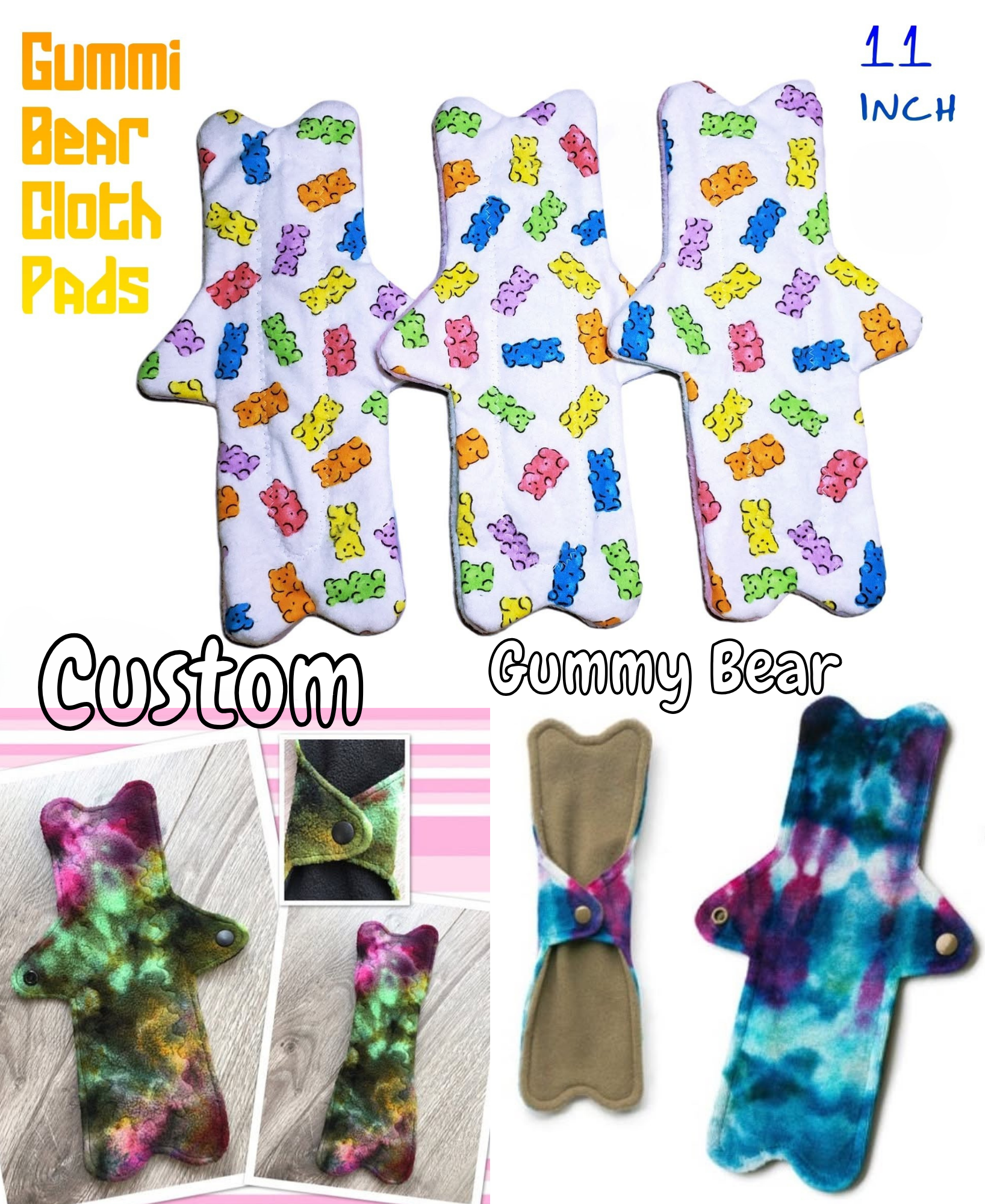 Custom 11 inch Gummy Bear Cloth Pad