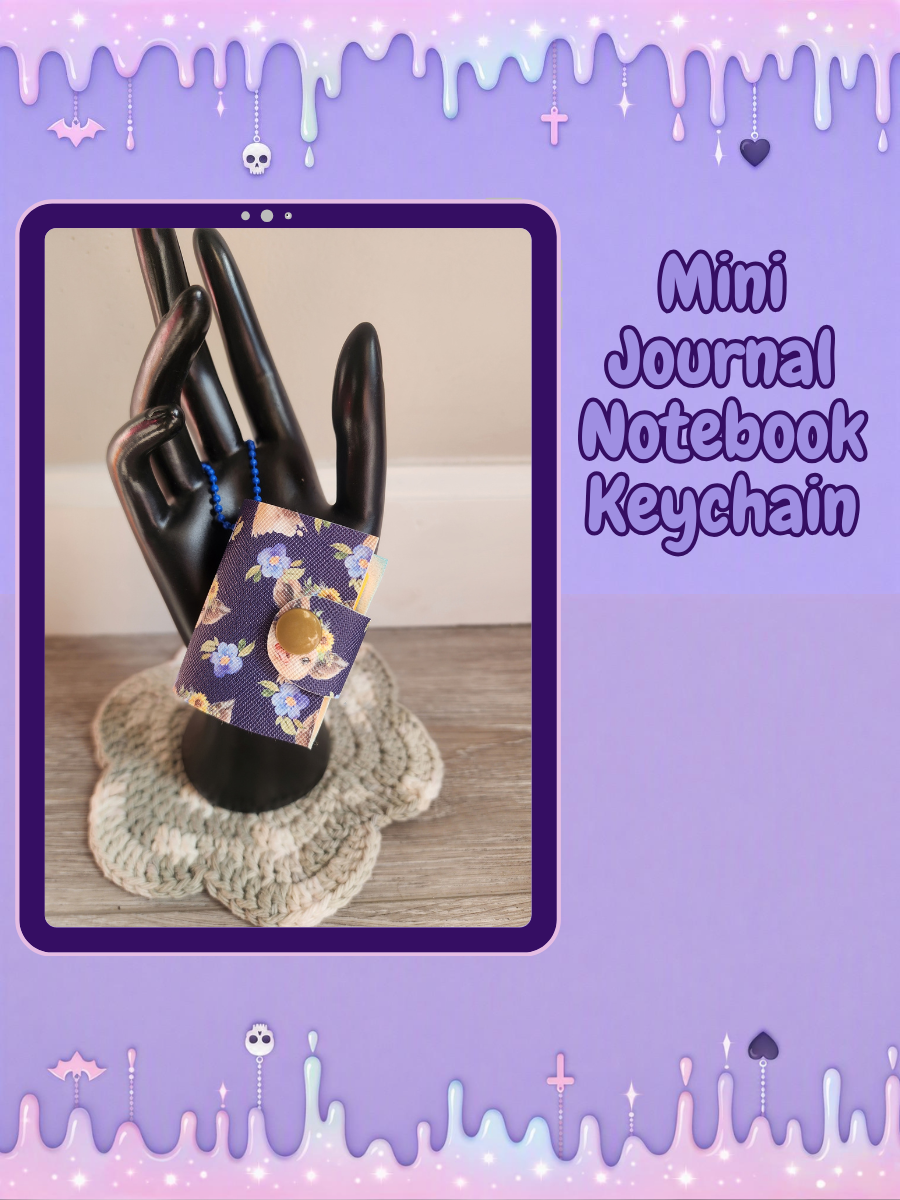 Refillable Mini Journal Keychain - Floral Pig
