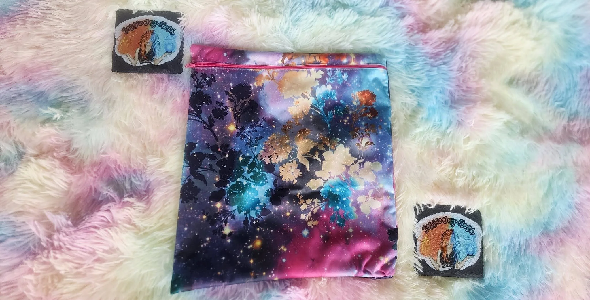 Large Zipper Closure Wet Bag | Floral Galaxy