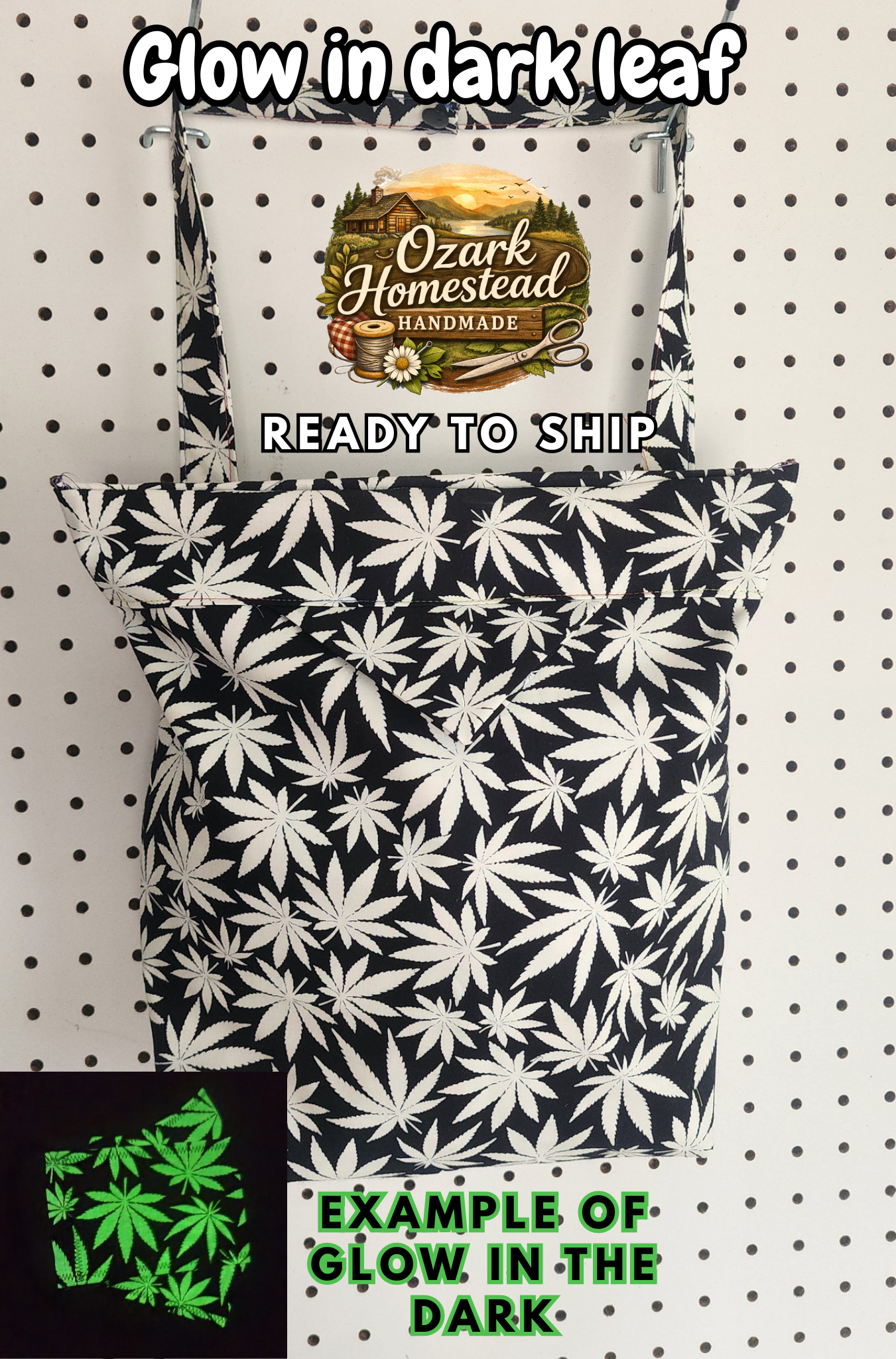 Snap‑Closed Hanging Car Trash Bag | 420 Glow in the dark leaves