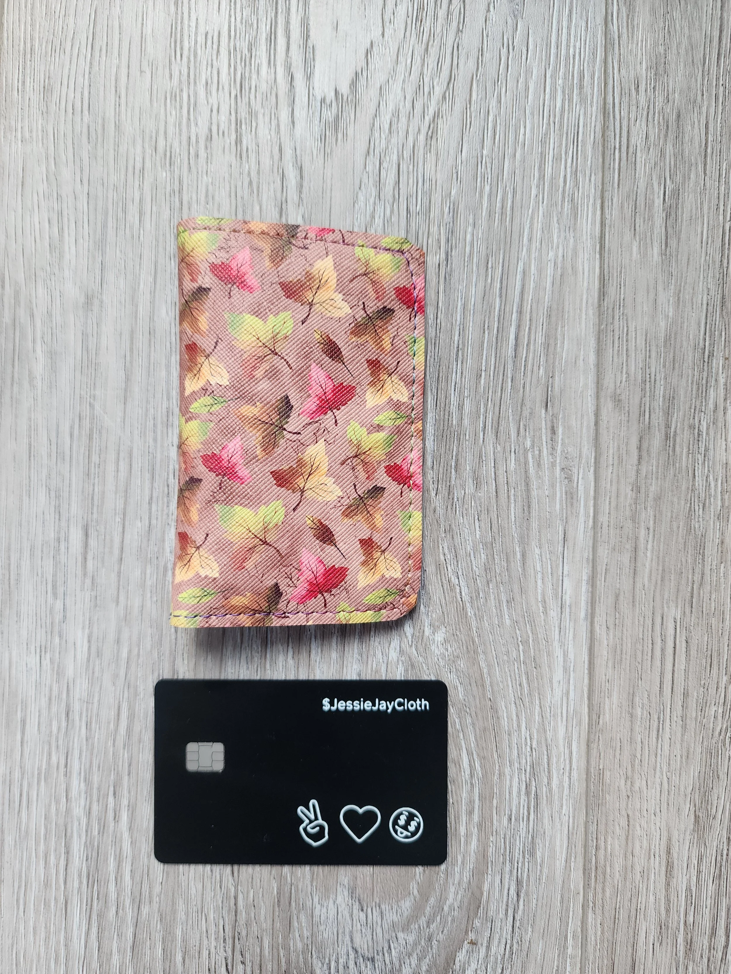 Minimalist Card Wallet | Holds 16–18 Cards | Fall Leaves