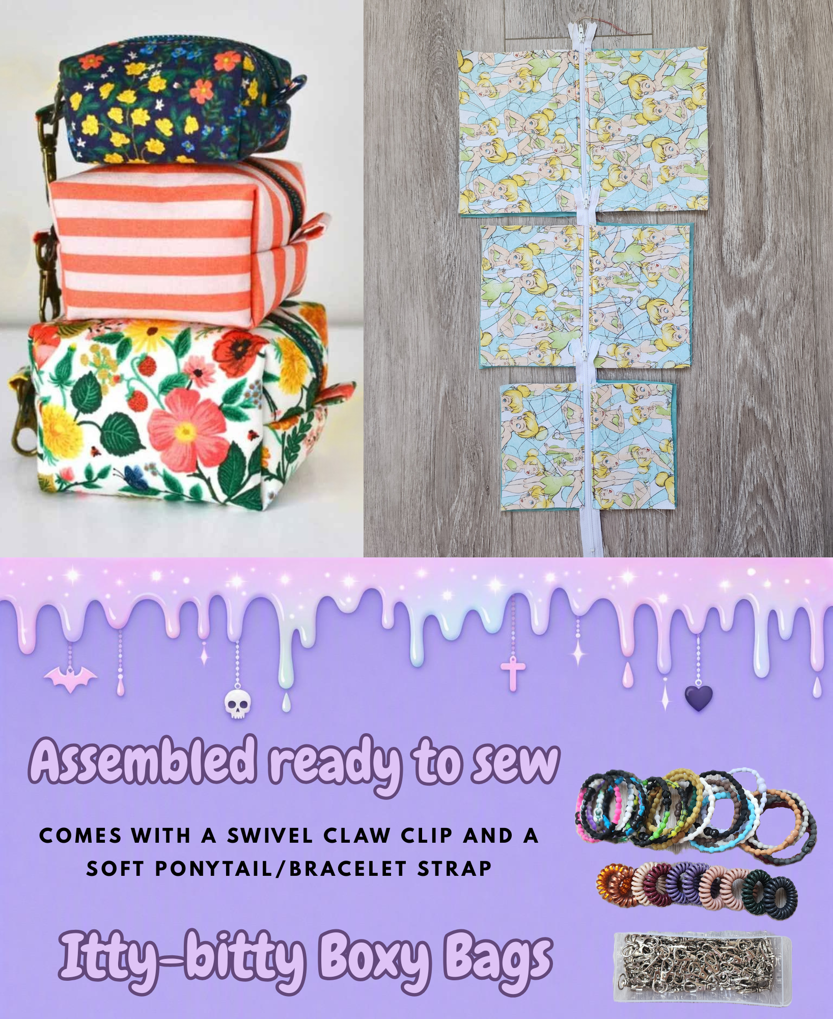 Itty-Bitty Boxy Bags | Wristlet + Keychain Combo