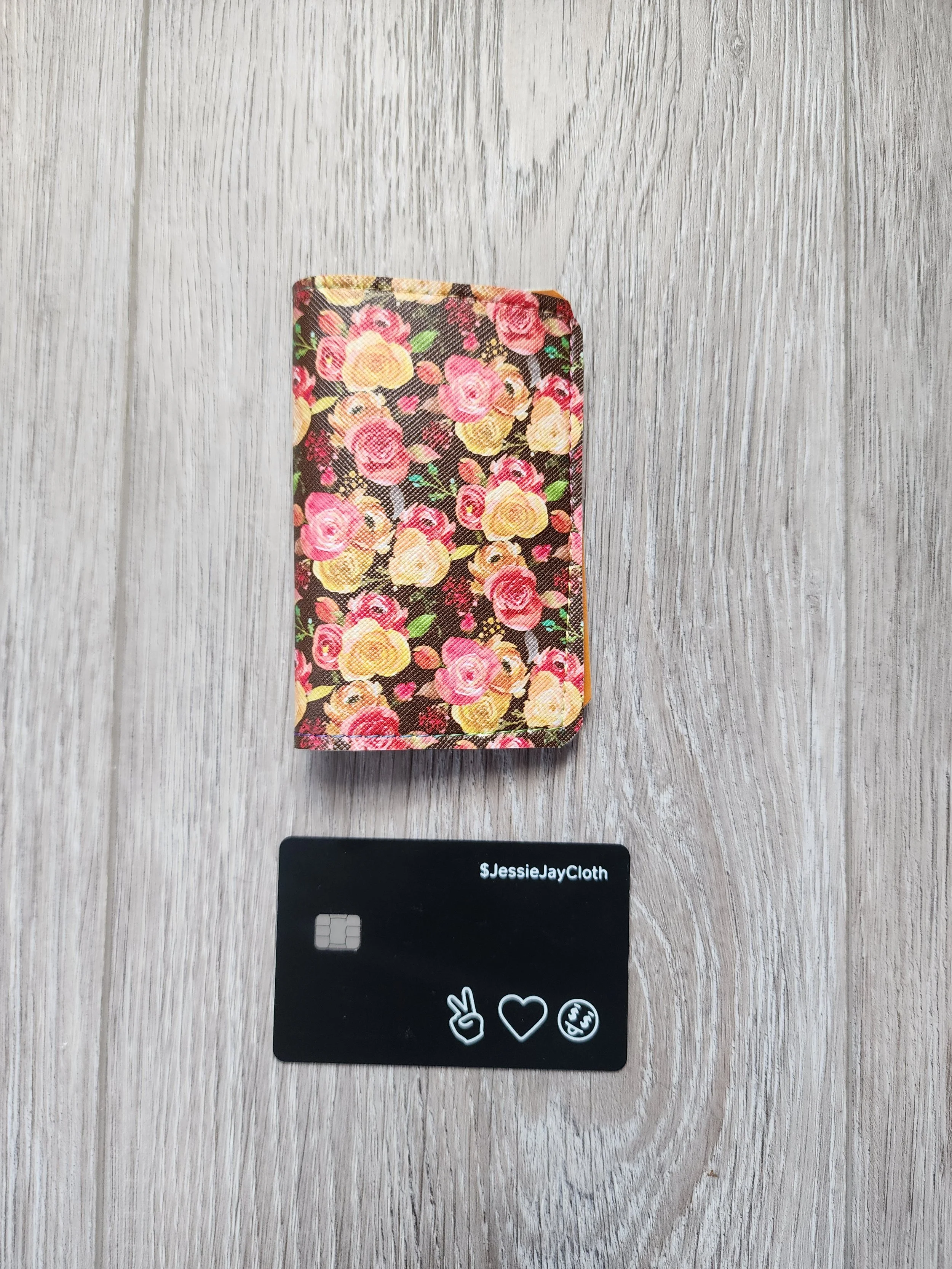 Minimalist Card Wallet | Holds 16–18 Cards | Sunset Rose Garden