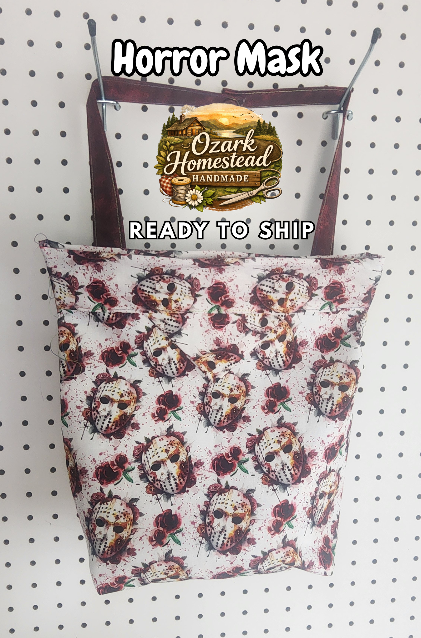 Snap‑Closed Hanging Car Trash Bag | Horror, Bloody Mask & Rose