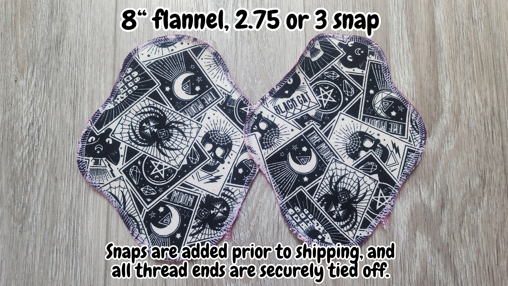 8 Inch Reusable Daily Panty Liners | Snapped Width: 2.75 or 3 inches
