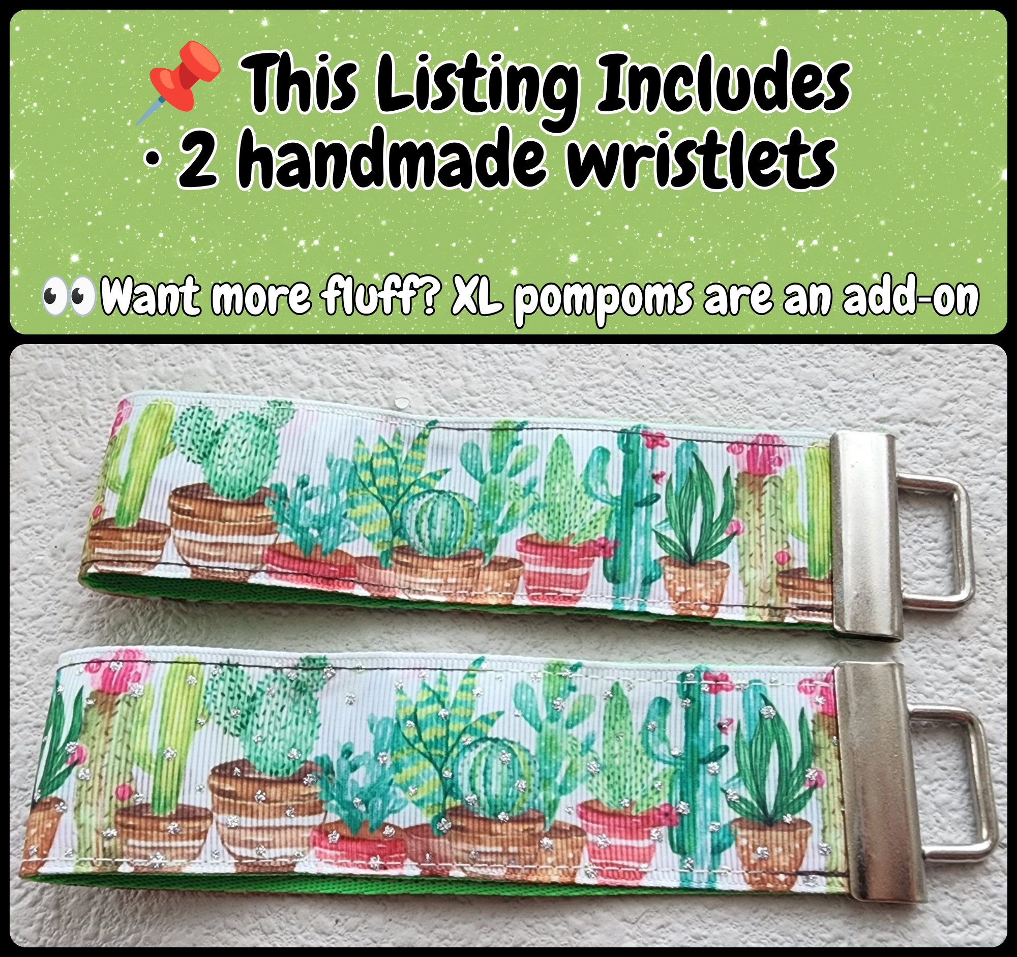 Set of 2 Faux Leather Wristlet Key Fobs | Succulent
