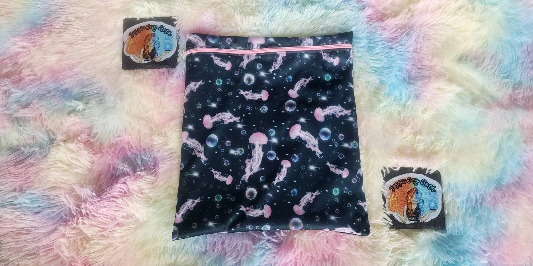 Large Zipper Closure Wet Bag | Pink Jelly Fish