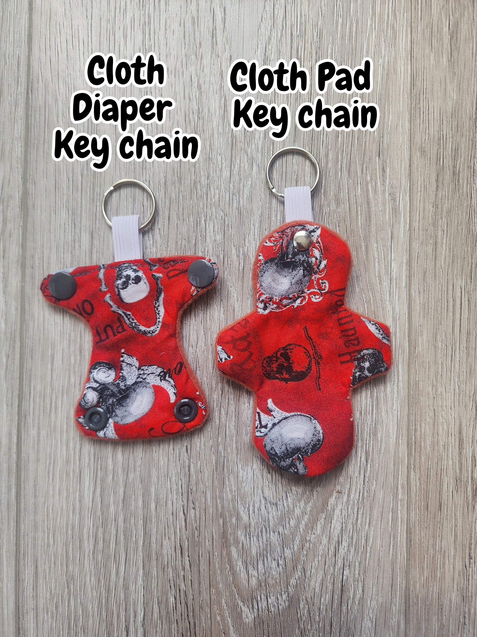 Mini Cloth Diaper & Cloth Pad Keychain | Skulls
