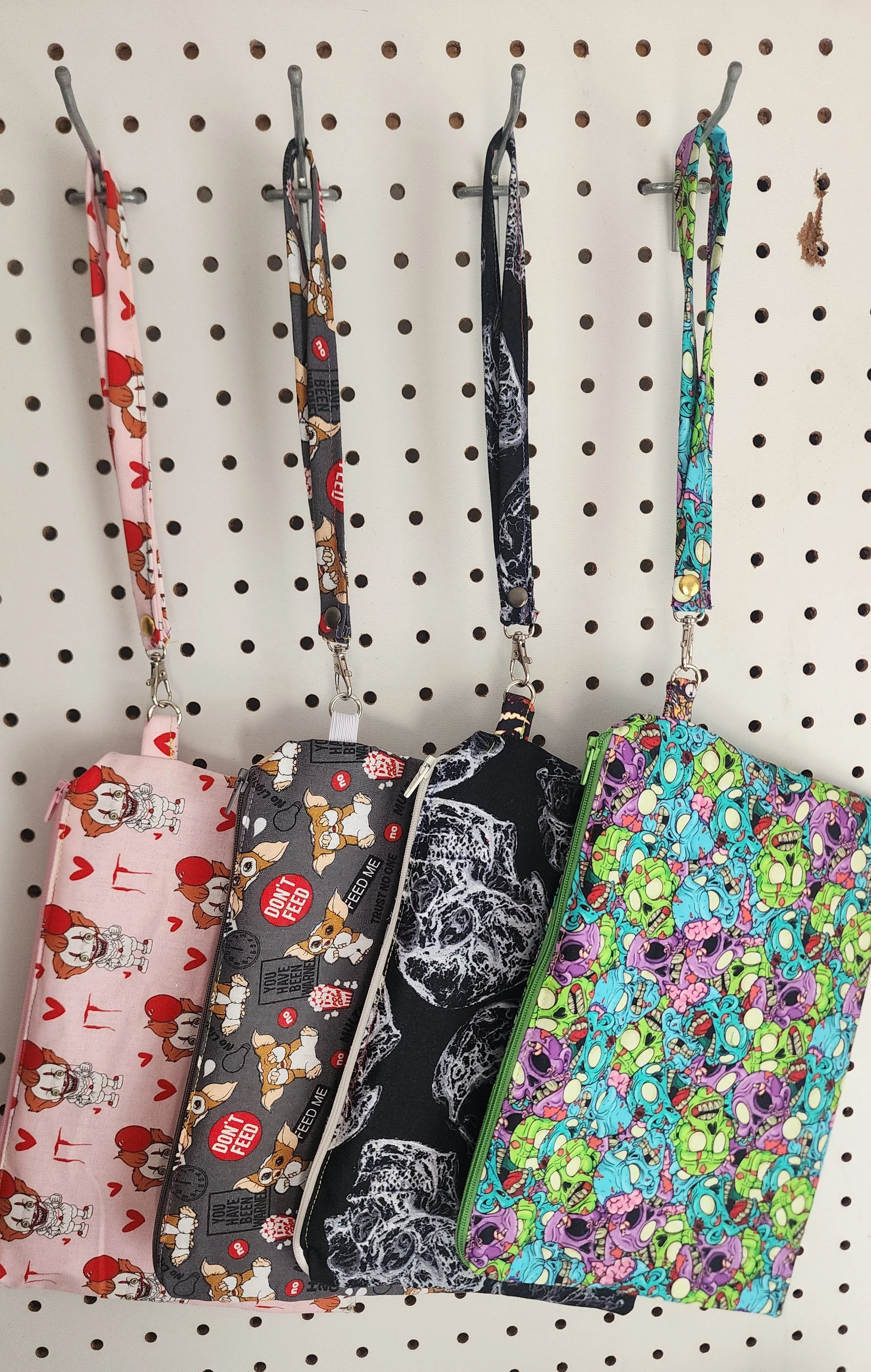 Choose your print 10x7 Wristlet Pouch | Clown, Gremlin, Skull, Zombies