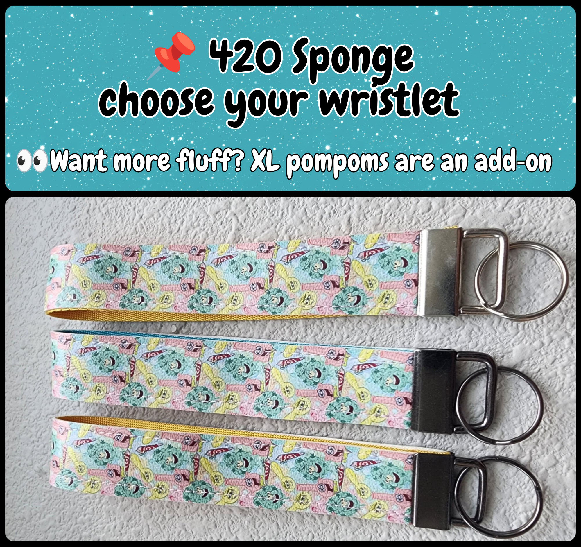 1" Wide Faux Leather Wristlet Key Fobs | Adult 420 Smoking Sponge