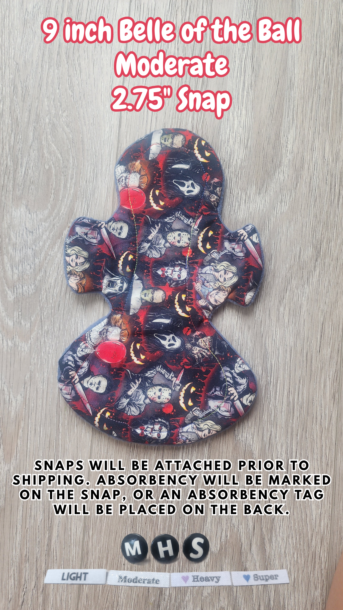 9-inch Moderate Belle of The Ball Cloth Pad | 2.75" Snapped Width