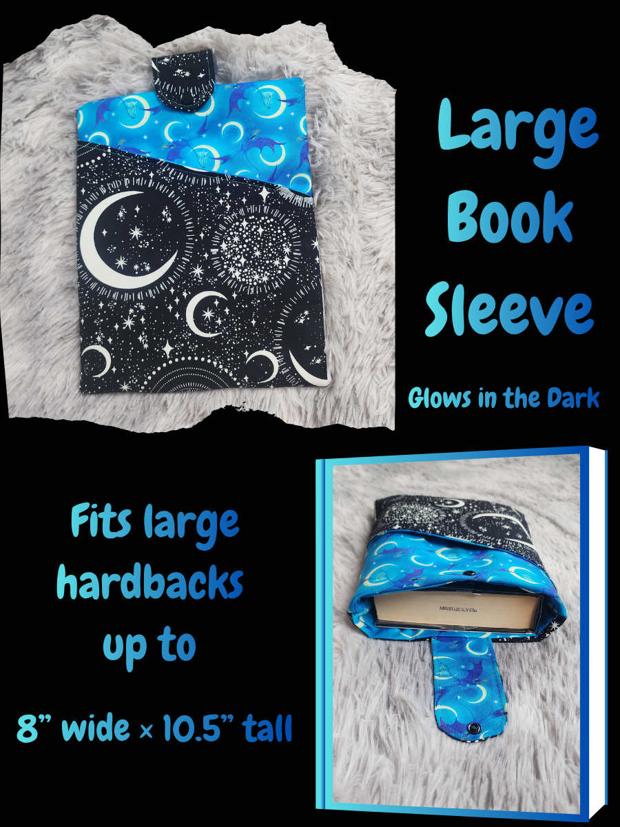 Large Book Sleeve - Glow-in-the-Dark Moonlit Dragons
