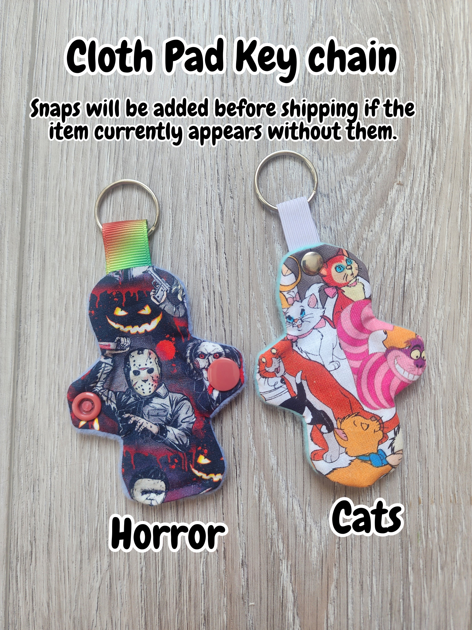 Cloth Pad Keychains | Horror, Cats
