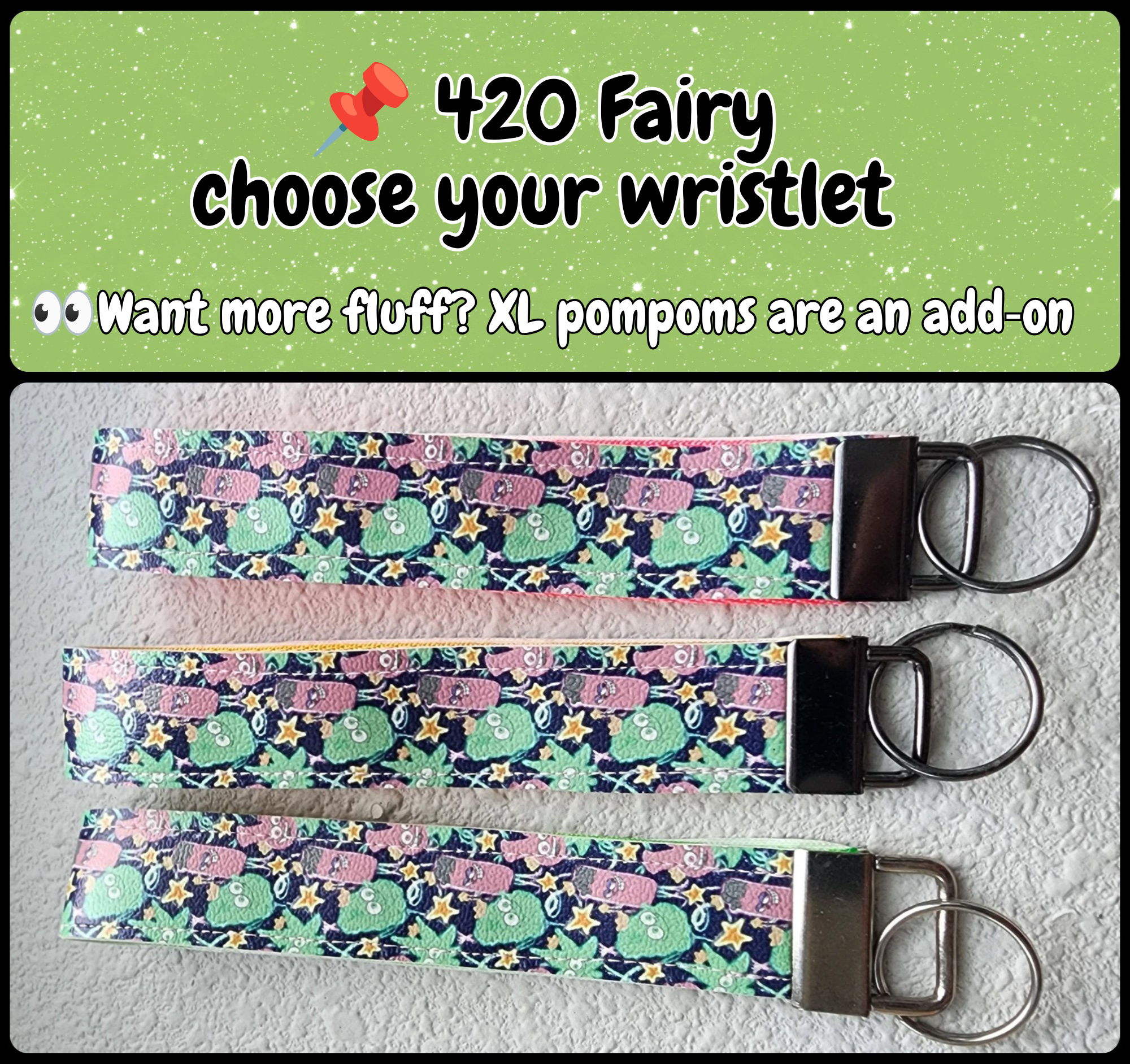 1" Wide Faux Leather Wristlet Key Fobs | Adult 420 Smoking Fairy