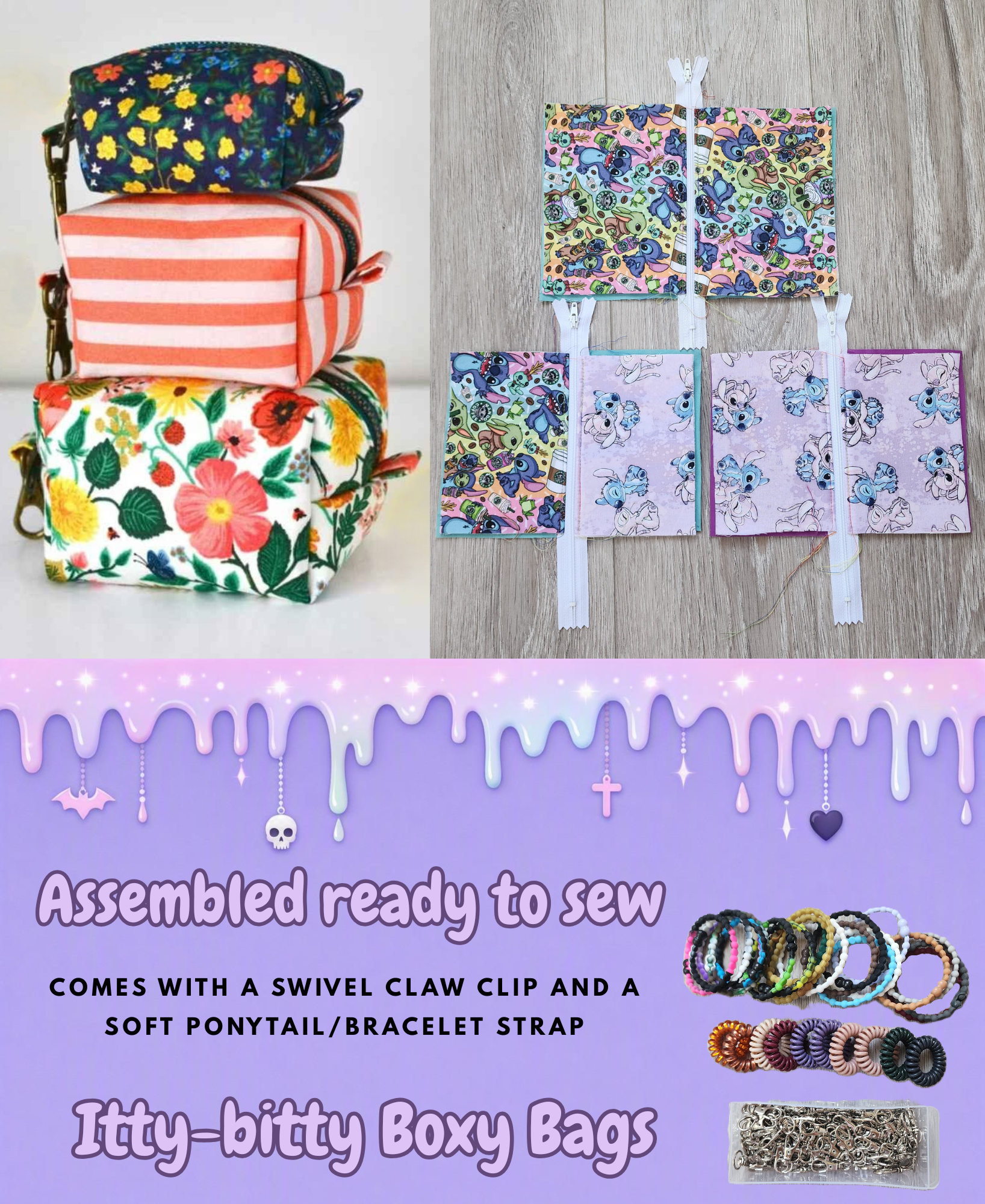 Itty-Bitty Boxy Bags | Wristlet + Keychain Combo