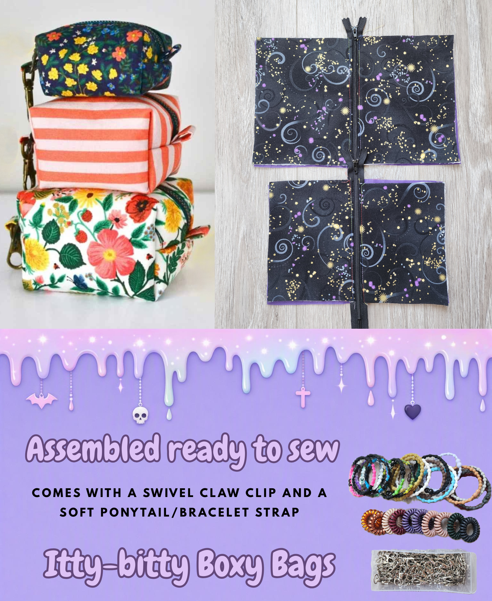 Itty-Bitty Boxy Bags | Wristlet + Keychain Combo